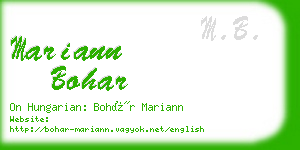 mariann bohar business card